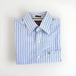 VTG Abercrombie & Fitch Men's M Muscle Fit Blue Striped Button Down Shirt Cotton